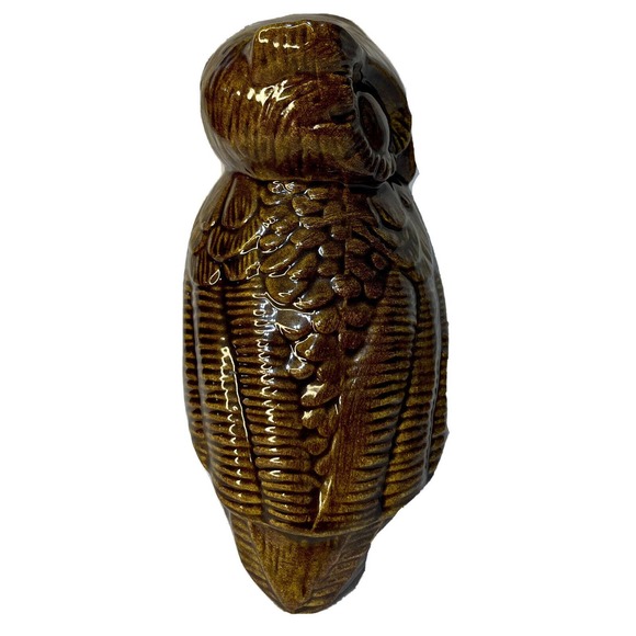 Vintage Mid Century Modern Owl Collection Figurines Set Three Brown & Yellow - Picture 5 of 16